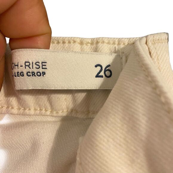 J. Jill Denim High-Rise Full‎ Leg Denim Crops White Jeans Size 26 Wide Leg - Picture 4 of 10